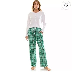 Plaid Green and White Women's Sleepwear Set